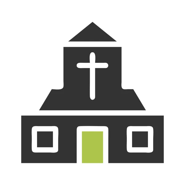 Icono Catedral Sólido Verde Gris Color Pascua Ilustración Vector Elemento — Archivo Imágenes Vectoriales