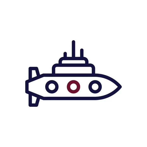 Ubåt Ikon Duocolor Maroon Marin Färg Militär Vektor Armé Element — Stock vektor