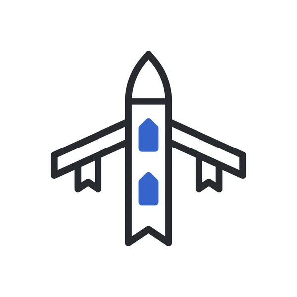Иконка Самолета Дуотон Синий Серый Цвет Военный Векторный Армейский Элемент — стоковый вектор