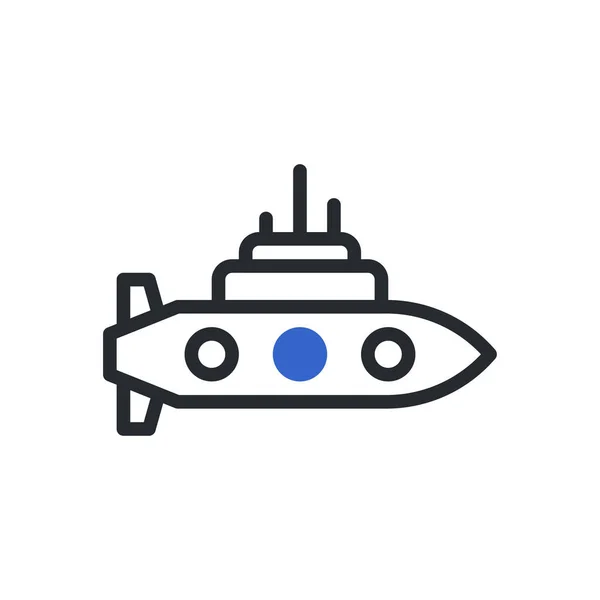 Icône Sous Marine Duotone Bleu Gris Couleur Armée Vectorielle Militaire — Image vectorielle