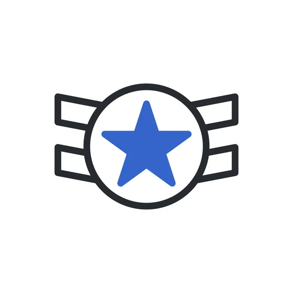 Ícone Emblema Duotone Azul Cinza Cor Militar Vetor Elemento Exército — Vetor de Stock