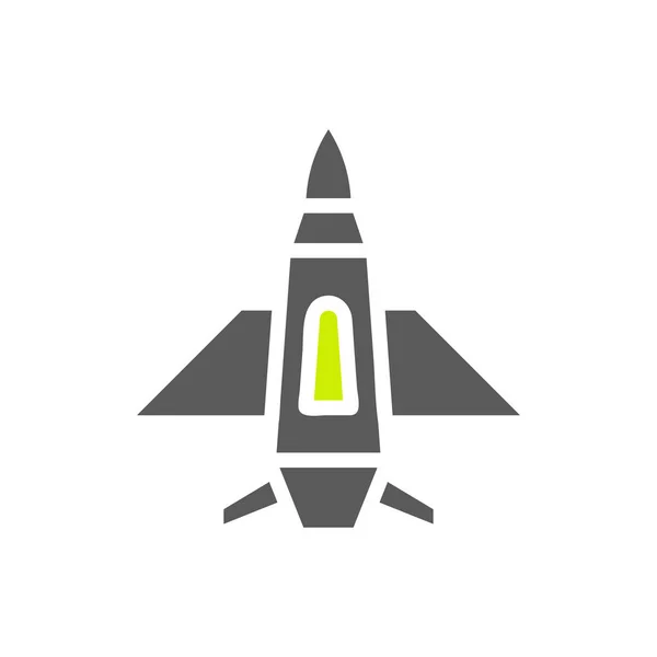 Airplane Icon Solid Grey Vibrant Green Colour Military Vector Army — Stock Vector