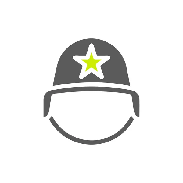 Helm Symbol Solide Grau Lebendige Grüne Farbe Militär Vektor Armee — Stockvektor