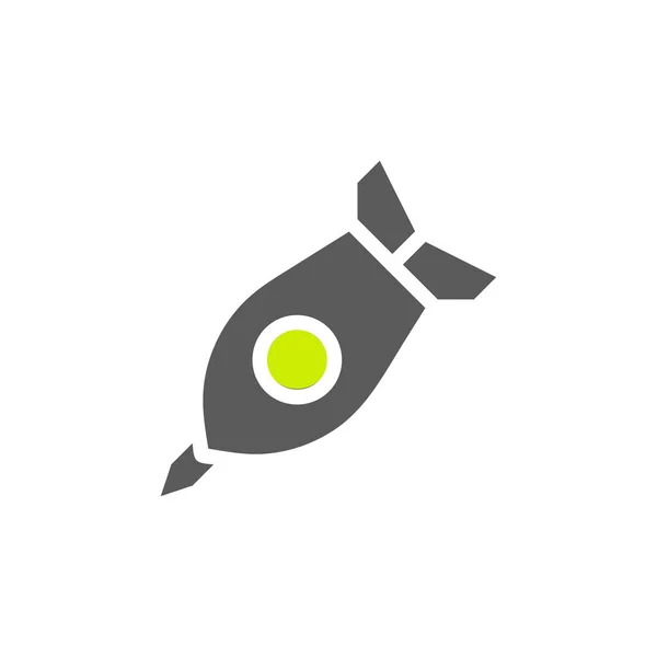 Rocket Icon Solid Grey Vibrant Green Colour Military Vector Army — Stock Vector