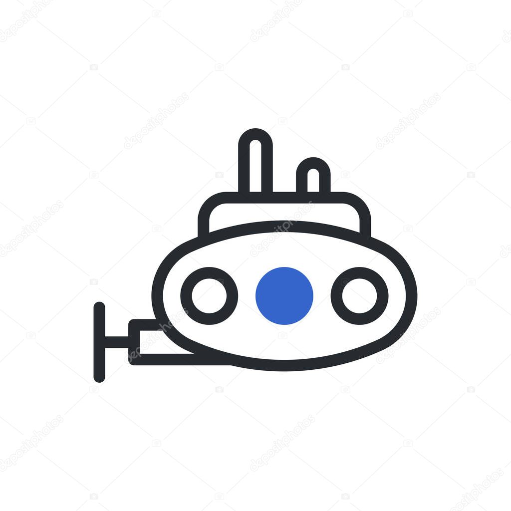 Submarine icon duotone blue grey colour military vector army element and symbol perfect.