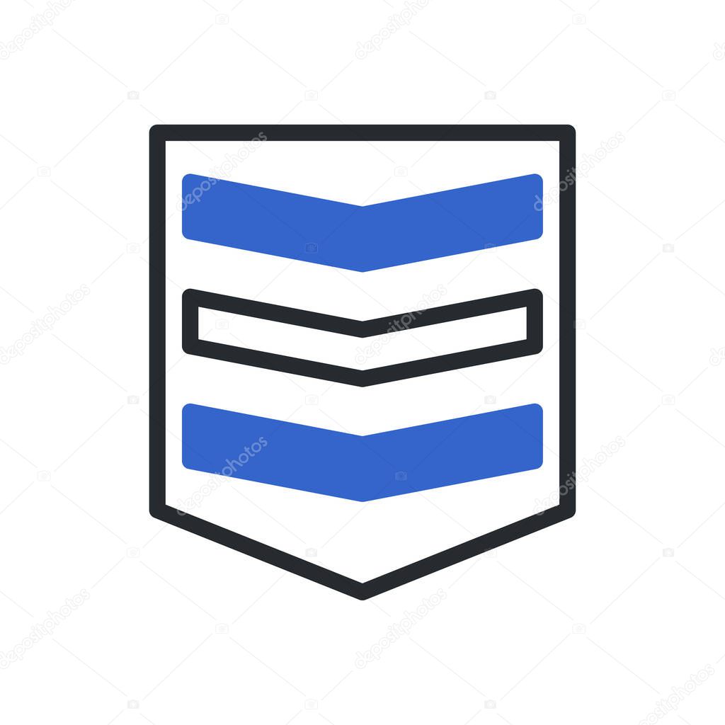 Badge icon duotone blue grey colour military vector army element and symbol perfect.