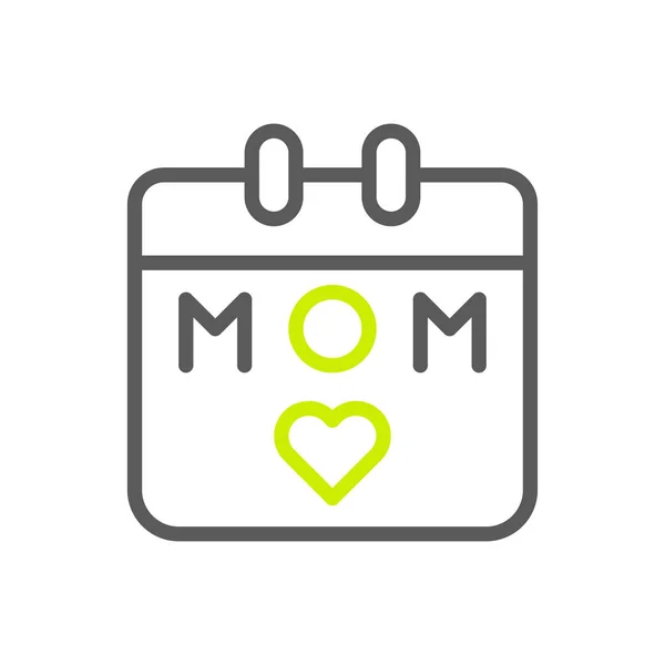 Calendario Mamma Icona Bicolore Verde Grigio Colore Madre Giorno Illustrazione — Vettoriale Stock