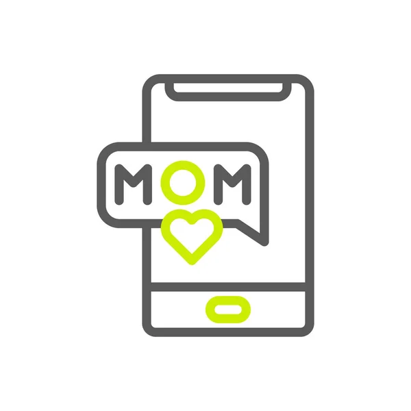 Τηλέφωνο Mom Εικονίδιο Duocolor Πράσινο Γκρι Χρώμα Μητέρα Ημέρα Εικονογράφηση — Διανυσματικό Αρχείο
