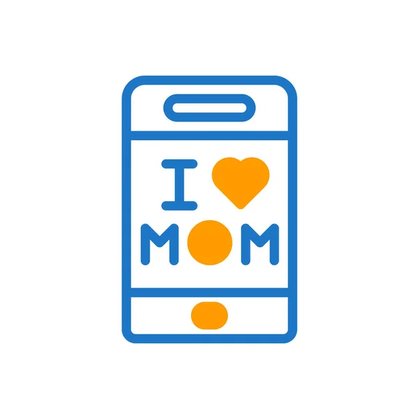 Telefono Mamma Icona Duotone Blu Arancio Colore Madre Giorno Illustrazione — Vettoriale Stock