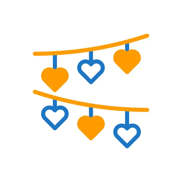 Decoración Amor Icono Duotono Azul Naranja Color Madre Día Ilustración — Archivo Imágenes Vectoriales