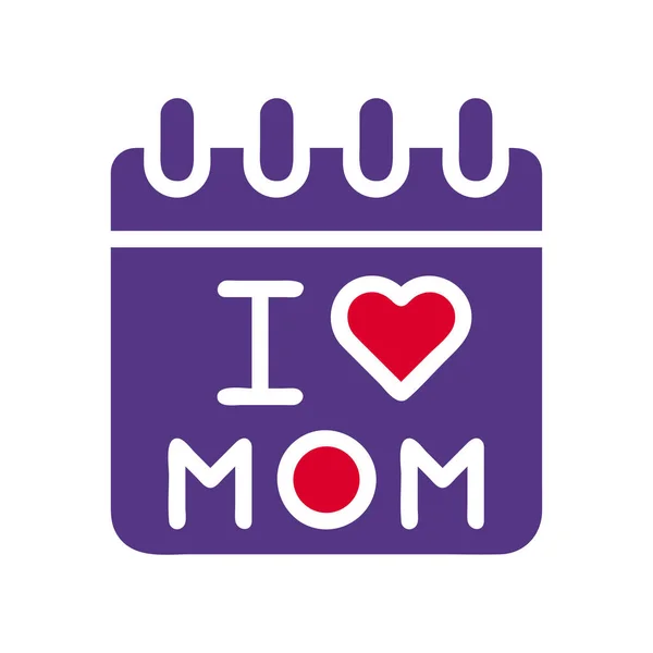 カレンダーのお母さんのアイコン固体赤紫色の母の日のイラストベクトル要素とシンボル完璧な — ストックベクタ