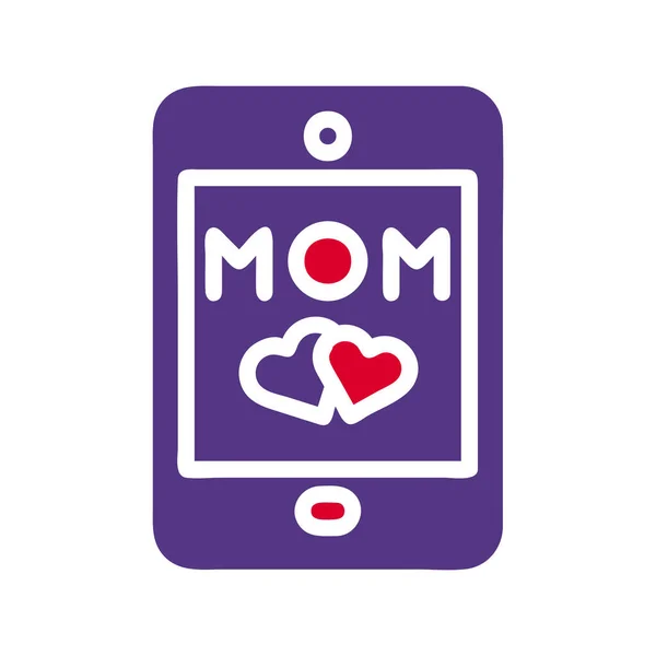 Telefono Mamma Icona Solido Rosso Viola Colore Madre Giorno Illustrazione — Vettoriale Stock
