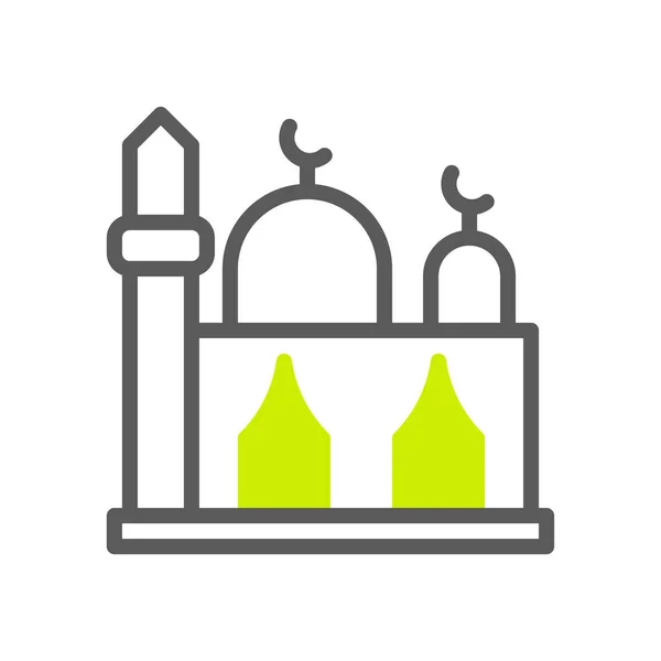 Moschee Symbol Duoton Grau Grün Farbe Ramadan Illustration Vektorelement Und — Stockvektor