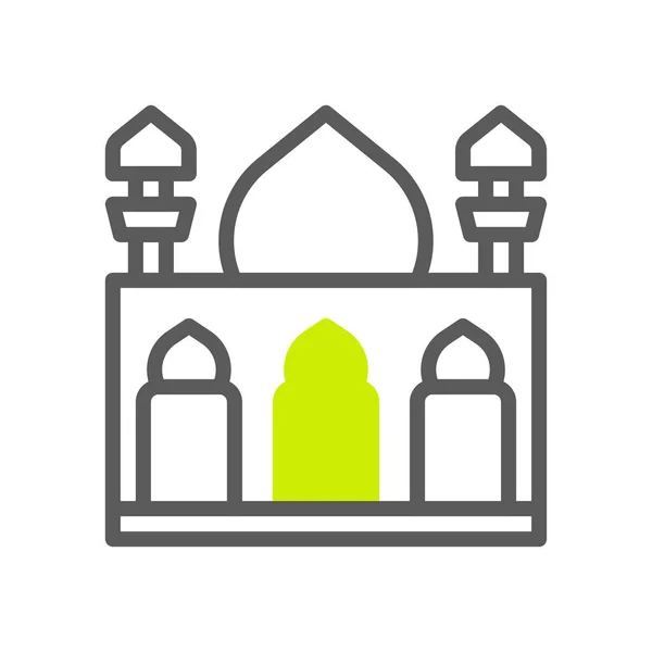 Mecset Ikon Duoton Szürke Zöld Színű Ramadán Illusztráció Vektor Elem — Stock Vector