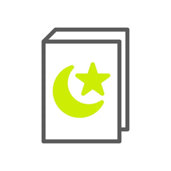 Icono Corán Duotono Gris Verde Color Ramadán Ilustración Vector Elemento — Archivo Imágenes Vectoriales