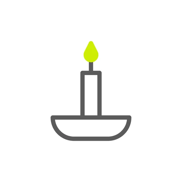 Candle Icon Duotone Grey Green Colour Ramadan Illustration Vector Element — Stock Vector