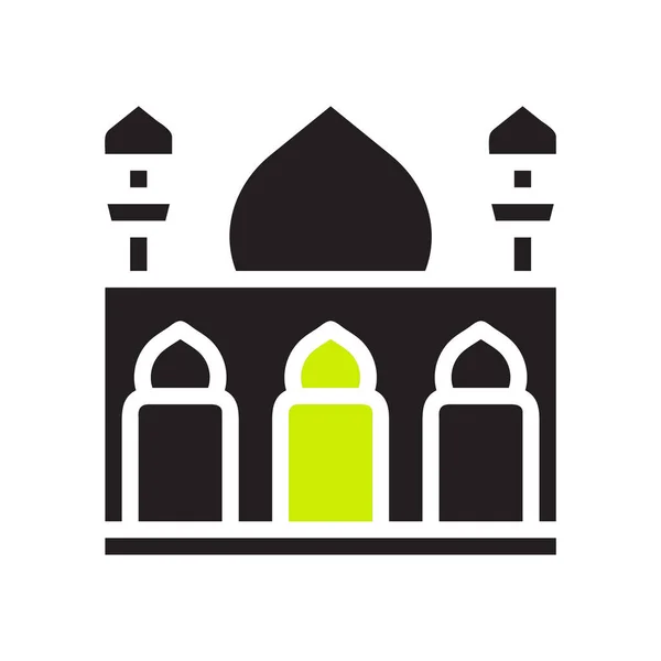 Ícone Mesquita Sólido Preto Verde Cor Ramadã Ilustração Elemento Vetorial —  Vetores de Stock