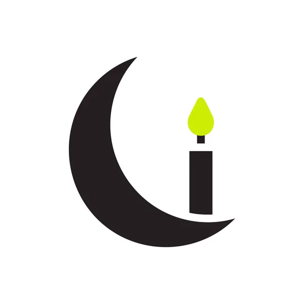 Candle Icon Solid Black Green Colour Ramadan Illustration Vector Element — Stock Vector