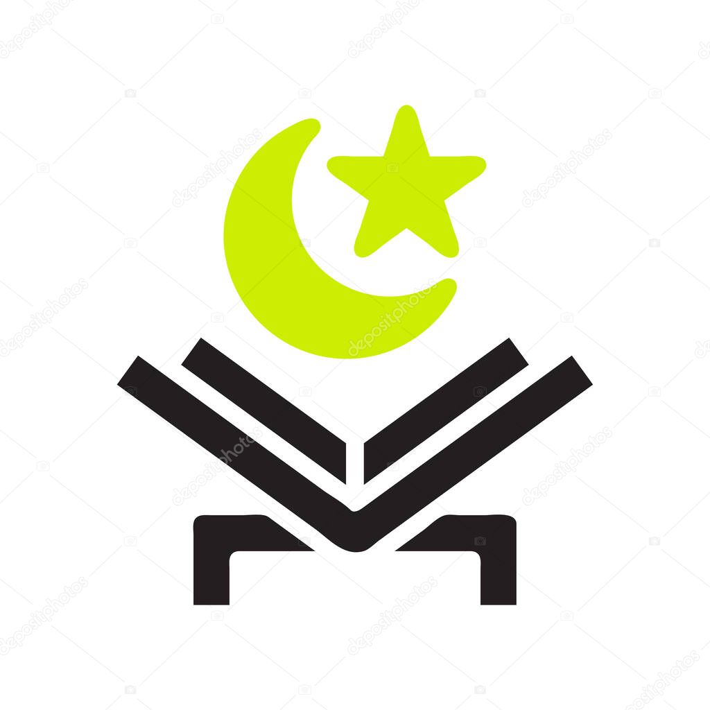 Quran icon solid black green colour ramadan illustration vector element and symbol perfect.