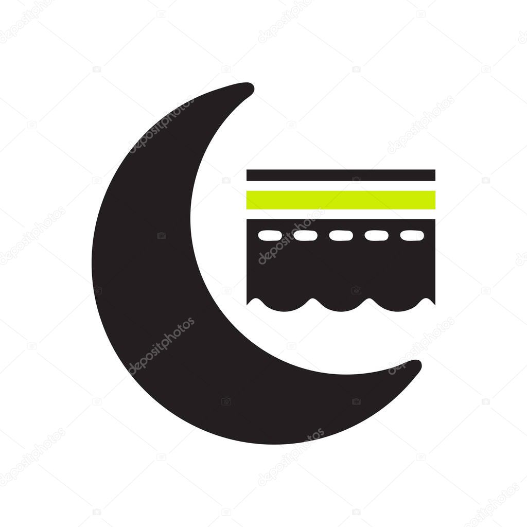 Kaaba icon solid black green colour ramadan illustration vector element and symbol perfect.