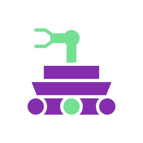 Robot Icono Sólido Púrpura Color Verde Universo Vector Elemento Símbolo — Archivo Imágenes Vectoriales