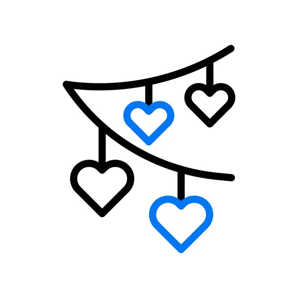 Decorazione Amore Icona Duocolore Blu Nero Stile Valentino Illustrazione Elemento — Vettoriale Stock