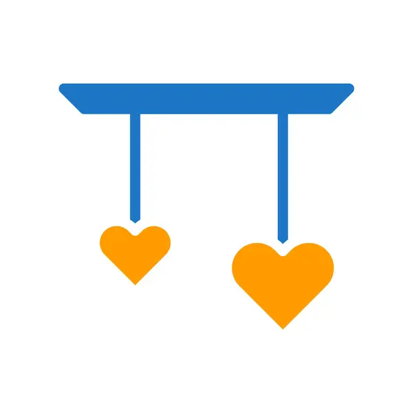 Decoración Amor Icono Sólido Azul Naranja Estilo Valentine Ilustración Vector — Archivo Imágenes Vectoriales