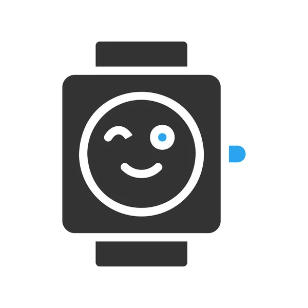 Smartwatch Ikona Plná Modrá Černá Barva Sportovní Ilustrace Vektorový Prvek — Stockový vektor