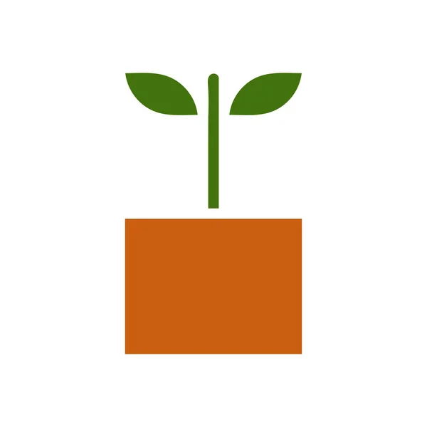 Εικονίδιο Του Φυτού Στερεό Καφέ Πράσινο Χρώμα Εικονογράφηση Διανυσματικό Στοιχείο — Διανυσματικό Αρχείο