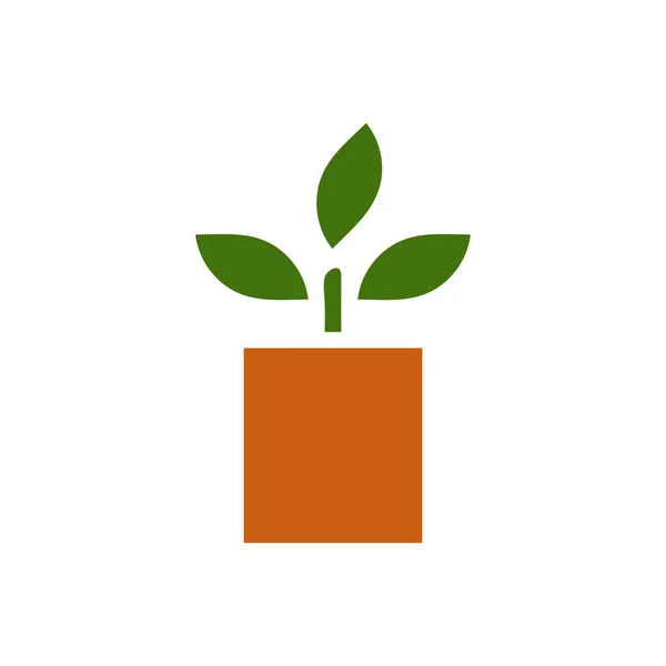 Icône Plante Unie Brun Vert Couleur Illustration Vectoriel Élément Symbole — Image vectorielle
