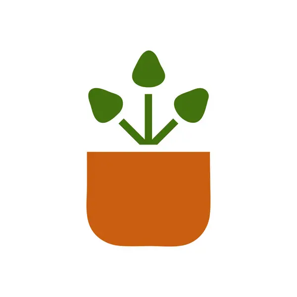 Icono Planta Sólido Marrón Verde Color Ilustración Vector Elemento Símbolo — Vector de stock