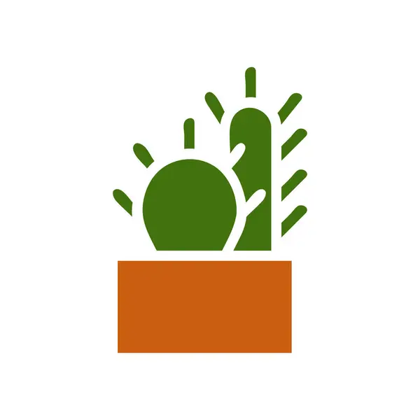 Піктограма Рослини Суцільна Коричнево Зелена Кольорова Ілюстрація Векторний Елемент Символ — стоковий вектор