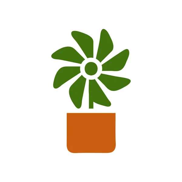 Ícone Planta Sólido Marrom Cor Verde Ilustração Elemento Vetorial Símbolo — Vetor de Stock
