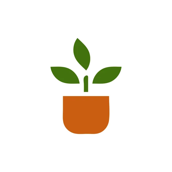Ikona Rostliny Plná Hnědá Zelená Barva Ilustrační Vektorový Prvek Symbol — Stockový vektor