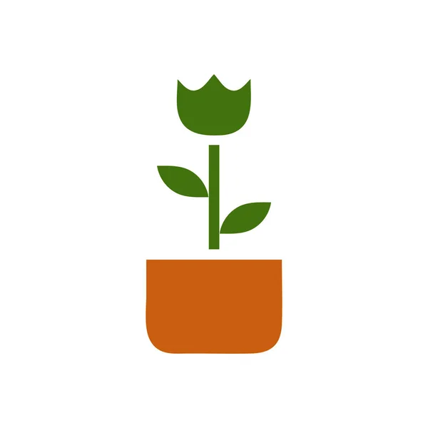 Ícone Planta Sólido Marrom Cor Verde Ilustração Elemento Vetorial Símbolo — Vetor de Stock