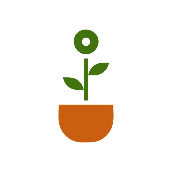 Icône Plante Unie Brun Vert Couleur Illustration Vectoriel Élément Symbole — Image vectorielle