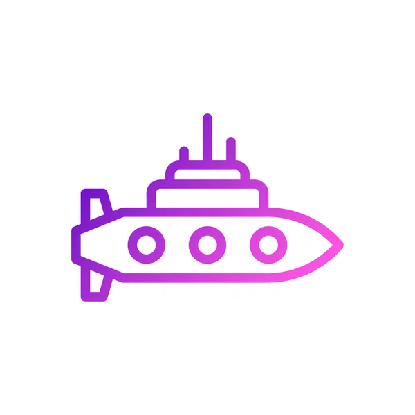 Ubåt Ikon Lutning Lila Rosa Färg Militär Vektor Armé Element — Stock vektor