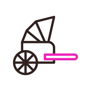 Rickshaw simgesi duocolor pembe siyah Çin Yeni Yıl Vektör elementi ve sembol mükemmel.