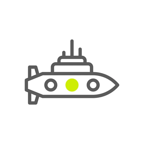 Ubåt Ikon Duotone Grå Levande Färg Militär Vektor Armé Element — Stock vektor