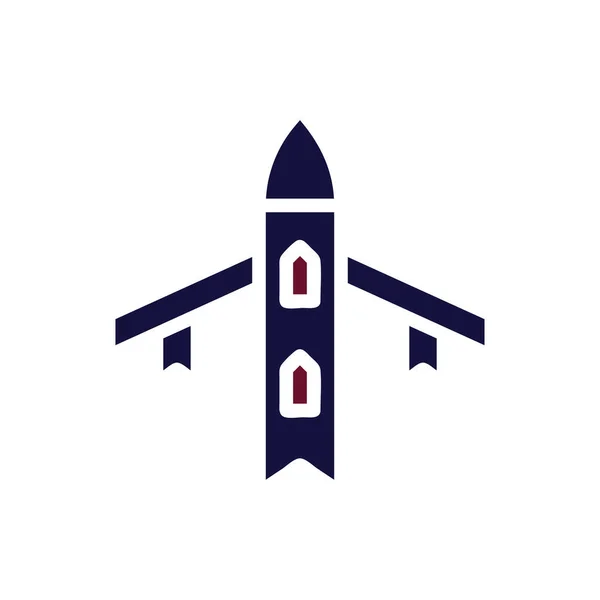 Иконка Самолета Сплошной Бордовый Цвет Военно Морской Векторный Армейский Элемент — стоковый вектор