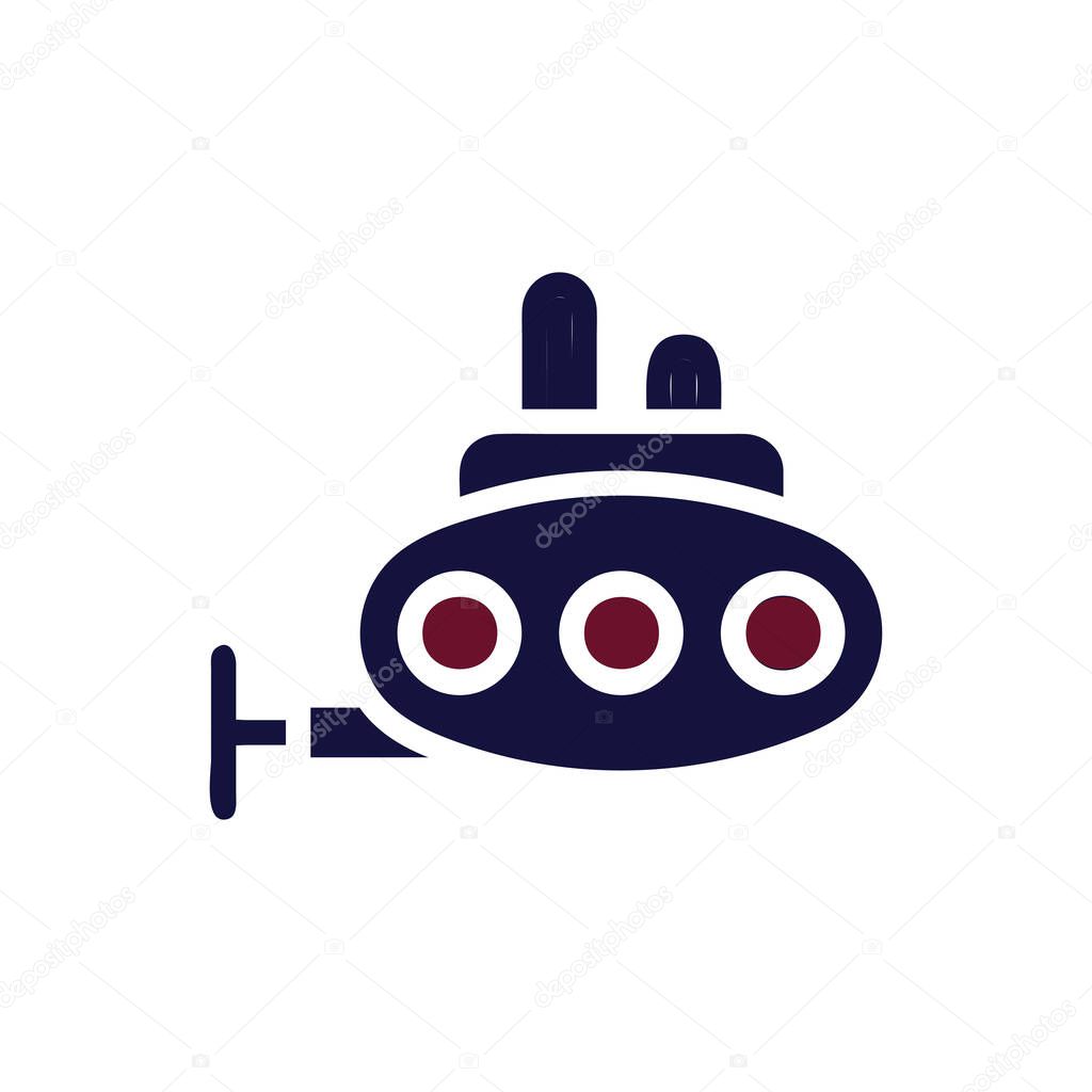 Submarine icon solid maroon navy colour military vector army element and symbol perfect.