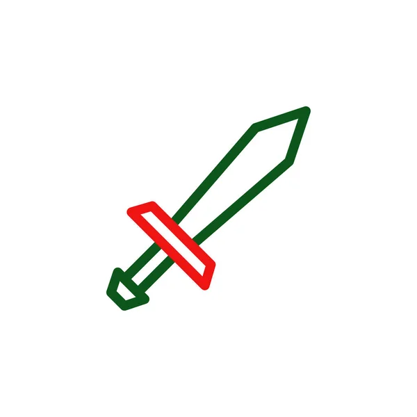 Icono Espada Duocolor Verde Rojo Color Militar Vector Ejército Elemento — Vector de stock