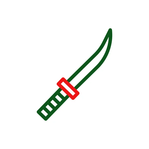 Meč Ikona Duocolor Zelená Červená Barva Vojenský Vektor Armádní Prvek — Stockový vektor