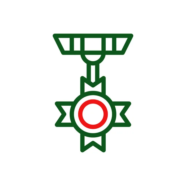 Medaglia Icona Bicolore Verde Rosso Colore Militare Vettore Elemento Dell — Vettoriale Stock
