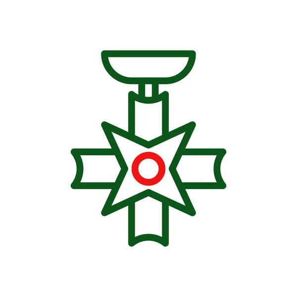 Μετάλλιο Εικονίδιο Duocolor Πράσινο Κόκκινο Χρώμα Στρατιωτικό Διάνυσμα Στρατιωτικό Στοιχείο — Διανυσματικό Αρχείο