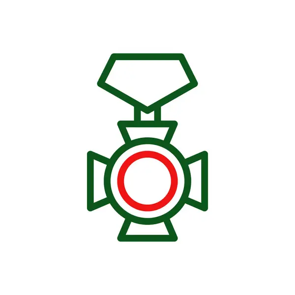 Icône Médaille Bicolore Vert Rouge Vecteur Militaire Élément Armée Symbole — Image vectorielle