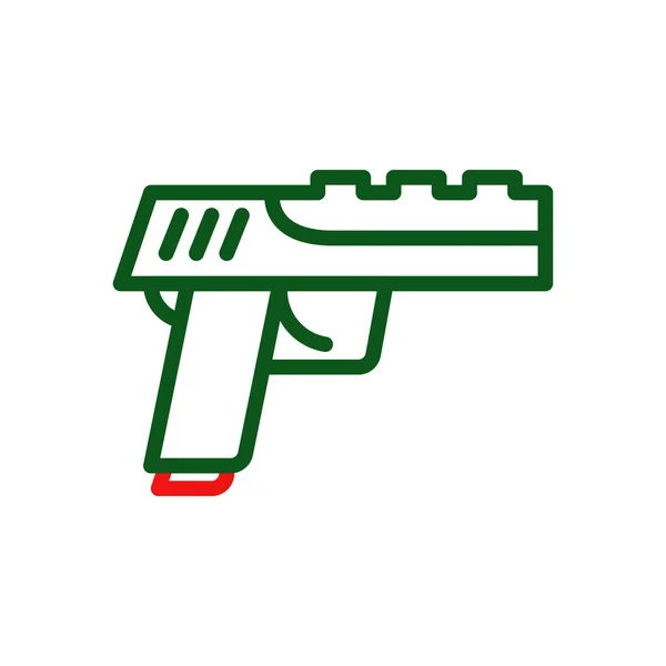Ikon Pistol Duocolor Hijau Warna Merah Elemen Militer Vektor Dan - Stok Vektor