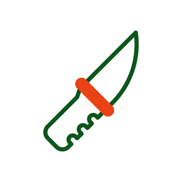 Иконка Ножа Дуотон Зеленого Оранжевого Цвета Военный Вектор Армии Элемент — стоковый вектор