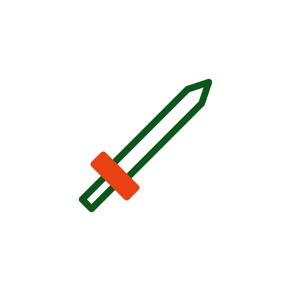 Ícone Espada Duotone Verde Cor Laranja Vetor Militar Elemento Exército — Vetor de Stock