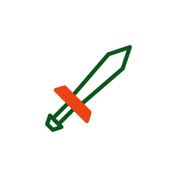 Épée Icône Duotone Vert Orange Couleur Armée Vectorielle Militaire Élément — Image vectorielle